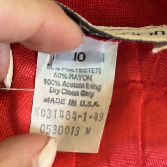 Vintage 70s/80s Valerie Peyton Red Polyester/Rayon Straight Skirt - Picture 7 of 8